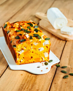 Cake salé potimarron et bûchette de chèvre