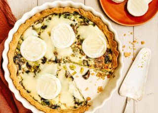 Quiche poireaux, champignons et Cabécou du Périgord
