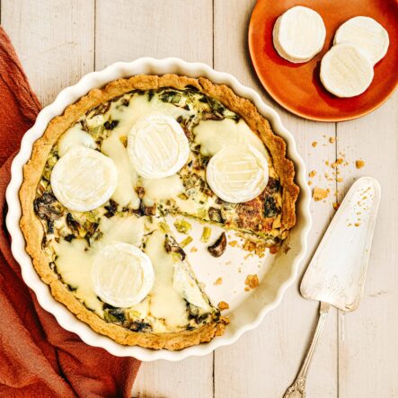 Quiche poireaux, champignons et Cabécou du Périgord
